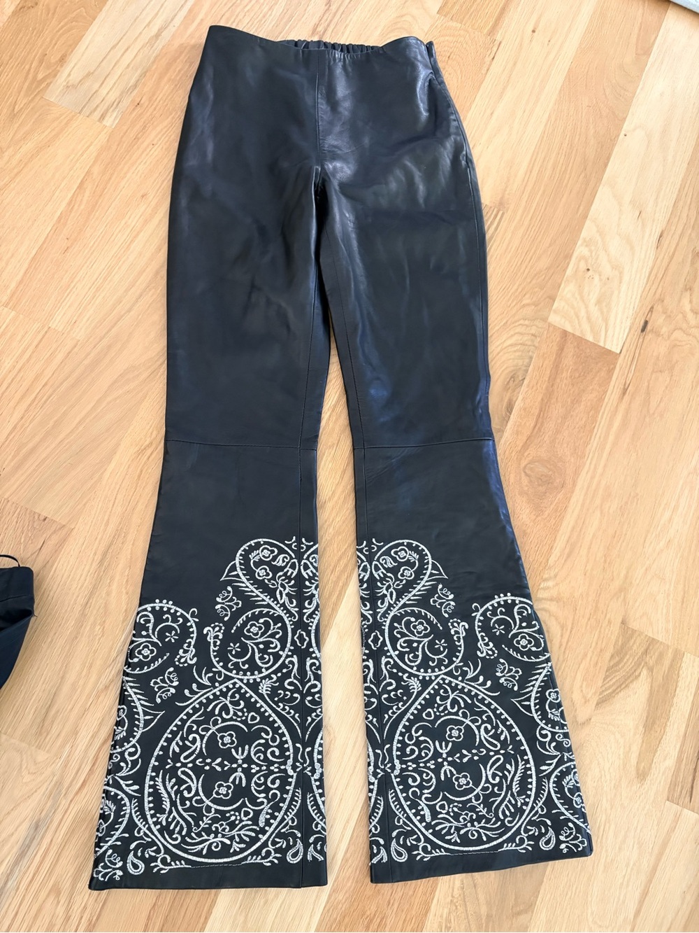 Free People X Understated Leather embroidered moto pants XS - Picture 2 of 6